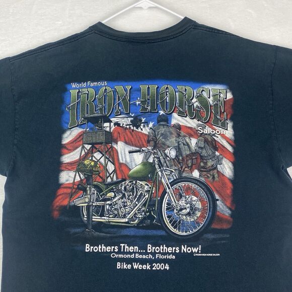 Vintage Anvil Iron Horse Bike Week 2004 Graphic Shirt Mens XL Black Short Sleeve - Picture 4 of 12